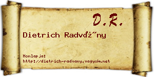 Dietrich Radvány névjegykártya